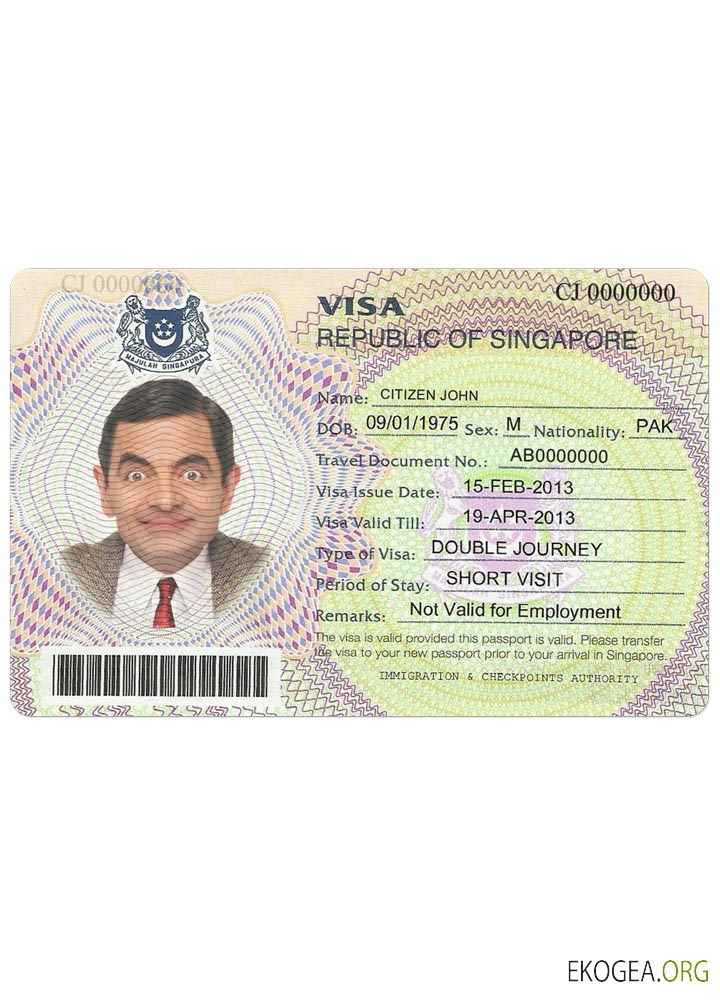 Visa SINGAPOUR template Visa SINGAPOUR template